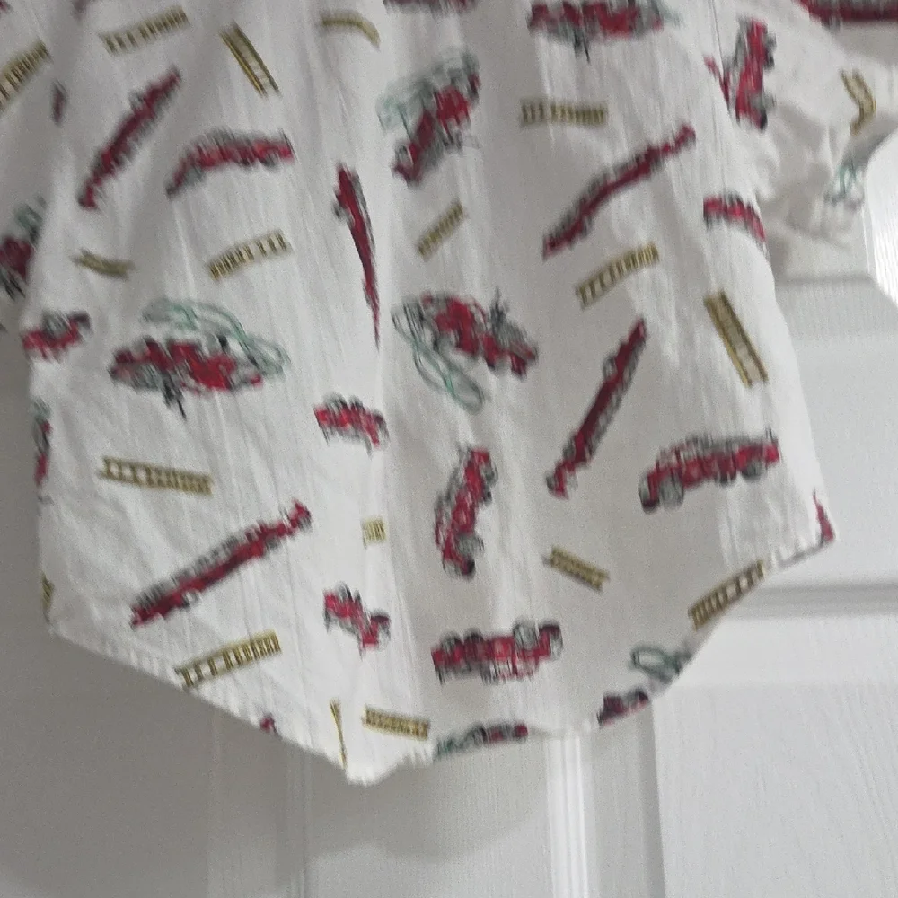 Kids Fire Truck Button-Down Shirt - White